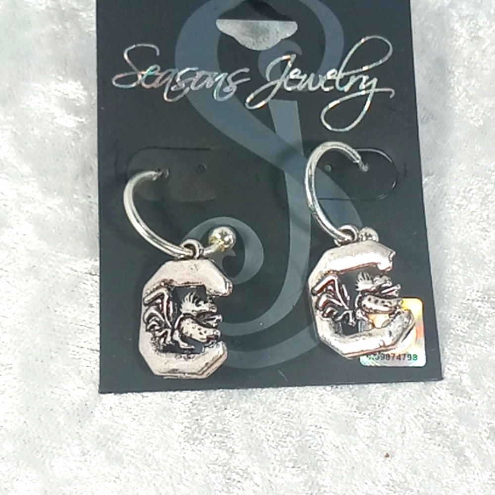 South Carolina Gamecocks Silver Earrings